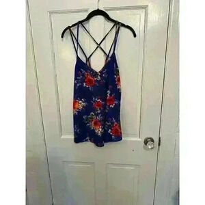 Papermoon royal blue‎ floral tank top NWT size L